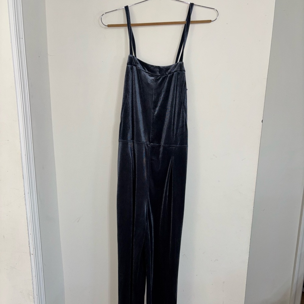 Ces Femme Womens Jumpsuit Romper Pockets Sleeveless Casual large blue velvet